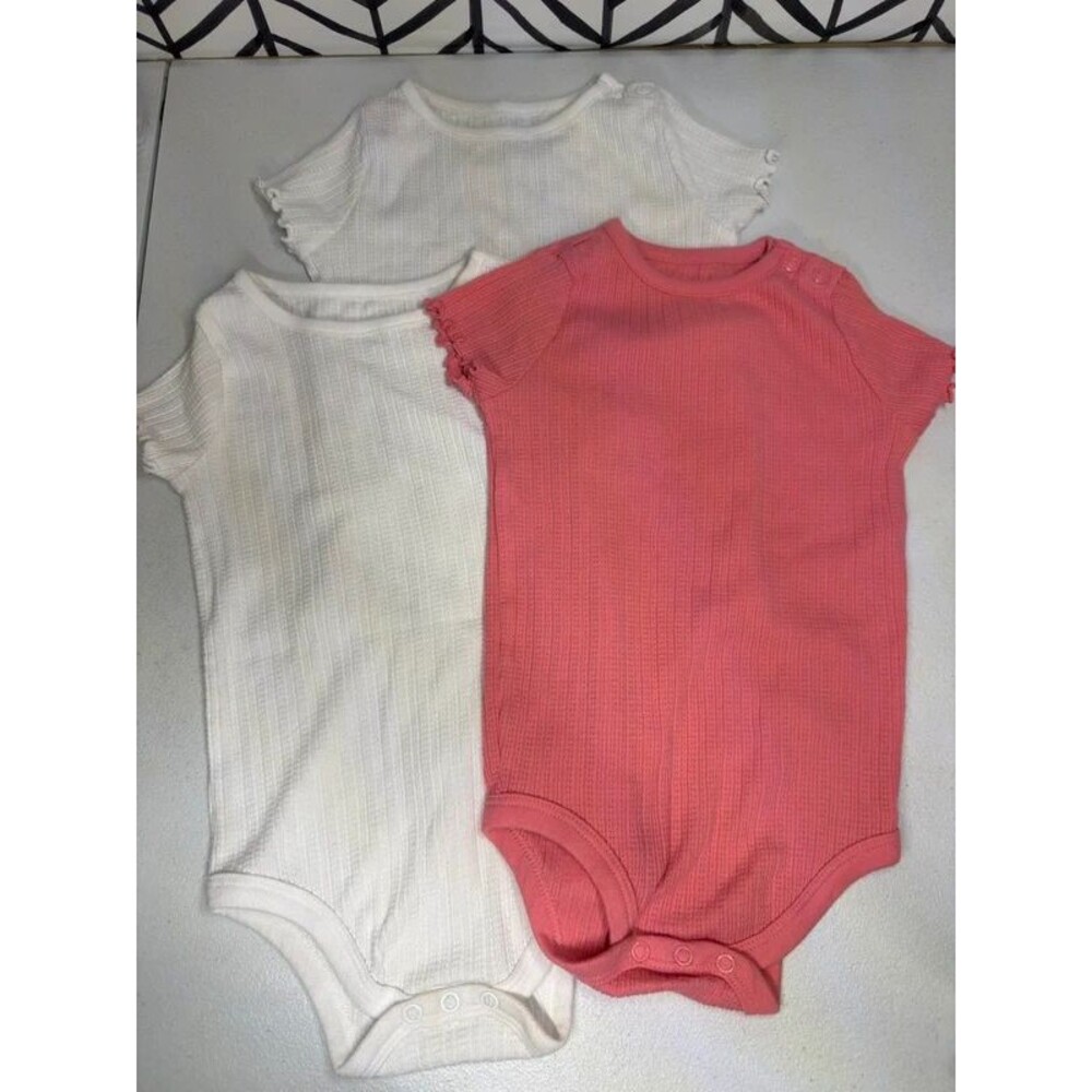 3Pc Bundle Garanimals Pink White Bodysuits Girls 24M 7144